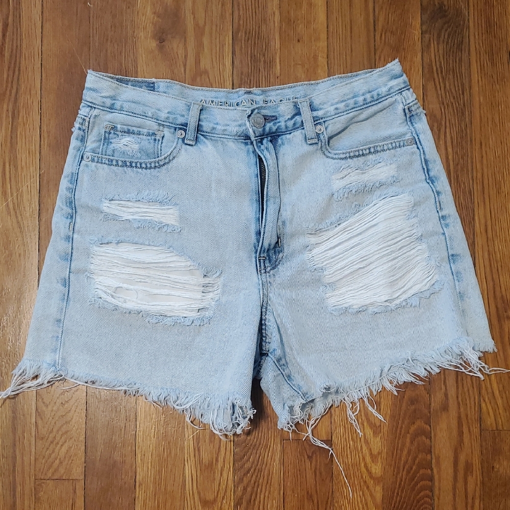 American Eagle Outfitters Blue Distressed Jean Shorts